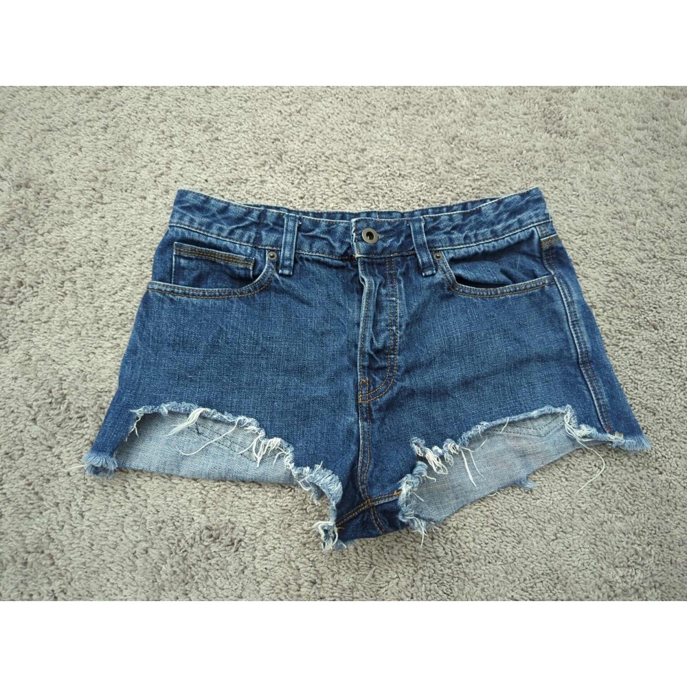 Free People Jean Shorts Womens 28 Blue High Rise Hot Pants Cut-Off Summer